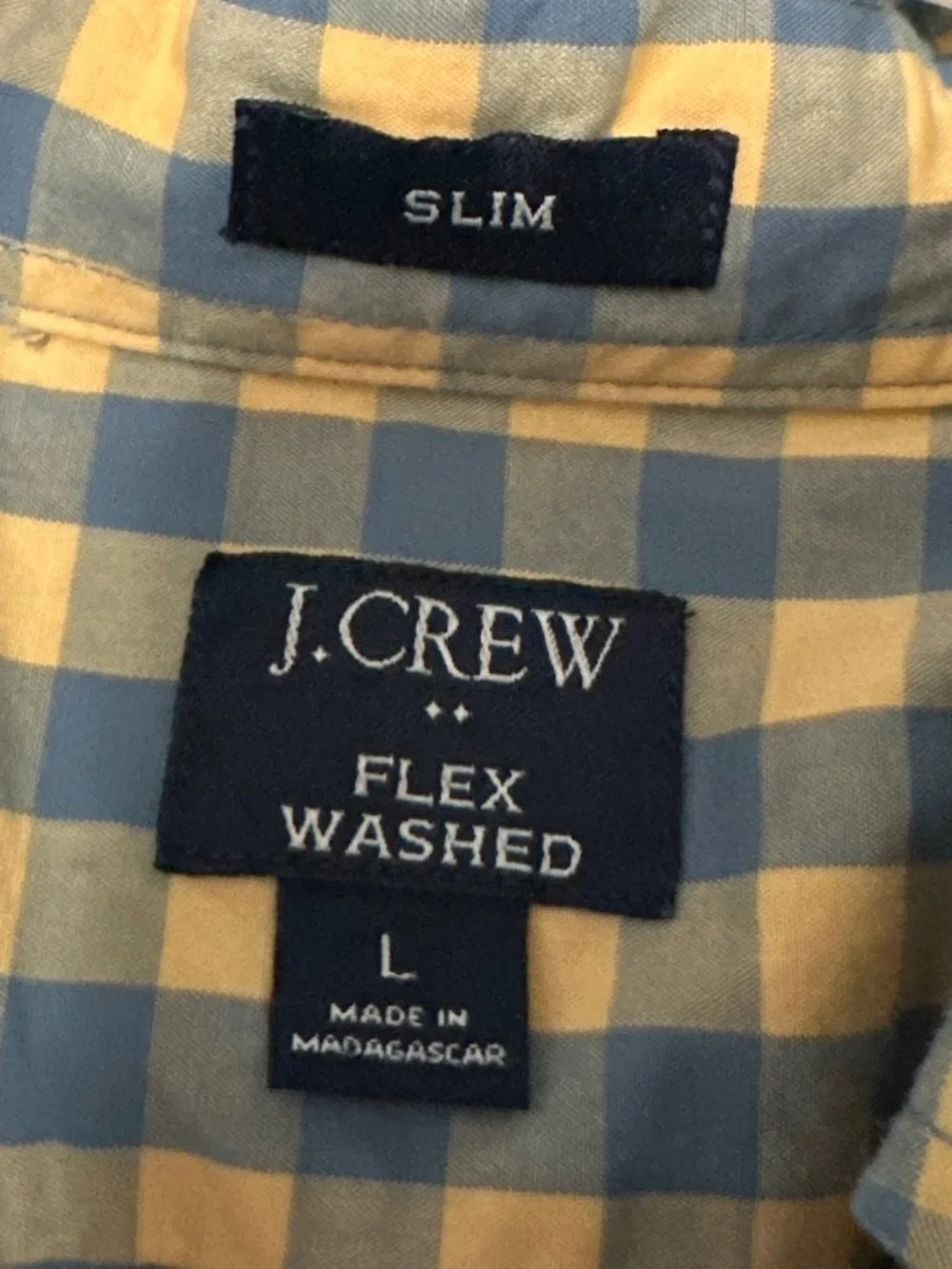 J Crew Plaid Slim Button Up Shirt Flexed Washed - Large
